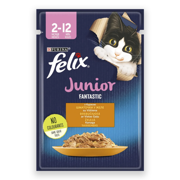 Вологий корм Felix Fantastic Junior для кошенят з куркою в желе, 85г