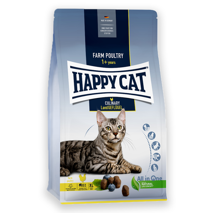 Сухий корм Happy Cat Culinary Land Geflugel для котів великих порід зі смаком птиці 0.3, 1.3, 4, 10кг