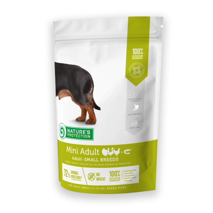 Nature's Protection Mini Adult Small Breeds Сухий корм для дорослих собак малих порід з м'ясом птиці, 0.5, 2, 7.5, 18кг