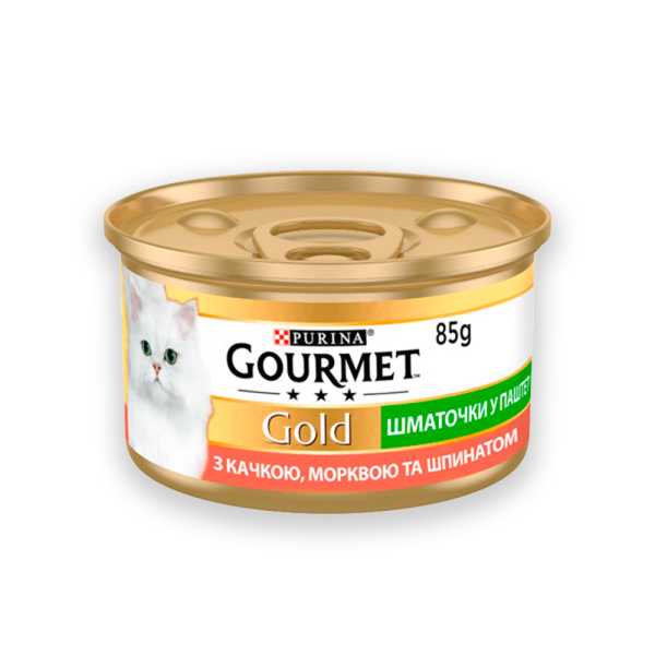 Gourmet Gold шматочки в паштеті з качкою для котів із морквою та шпинатом, 85 г