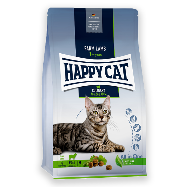 Сухий корм Happy Cat Culinary Weide Lamm для дорослих котів зі смаком ягняти 0.3, 1.3, 4, 10кг