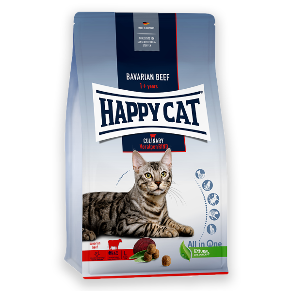 Сухий корм Happy Cat Culinary Voralpen Rind для дорослих котів зі смаком яловичини 0.3, 1.3, 4, 10кг