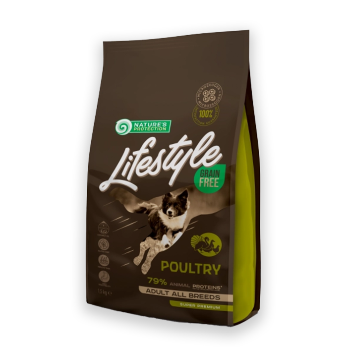 Nature's Protection Lifestyle Grain Free Poultry Adult All Breeds Сухий беззерновий корм для собак усіх порід з м'ясом птиці, 1.5, 10, 17кг