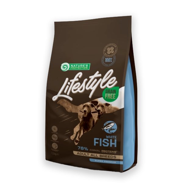 Nature's Protection Lifestyle Grain Free White fish Adult All Breeds Сухий беззерновий корм для собак усіх порід з білою рибою, 1.5, 10кг