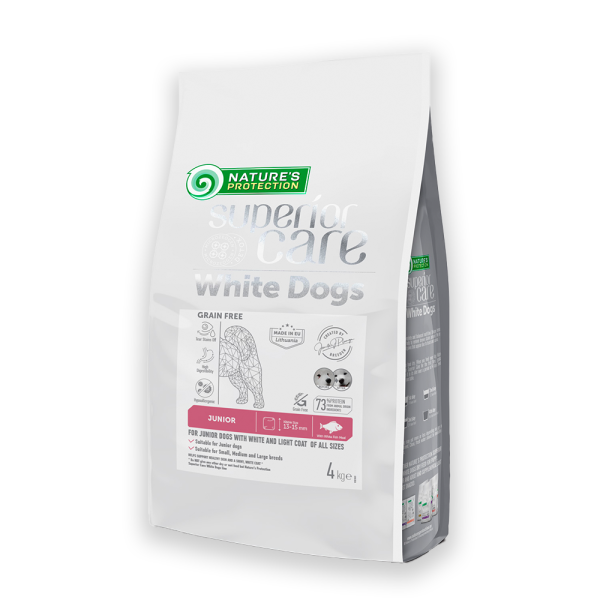 Nature's Protection Superior Care White Dogs Grain Free White Fish Junior All Sizes Сухий беззерновий корм для юніорів усіх розмірів з білою рибою, 4, 10, 17кг