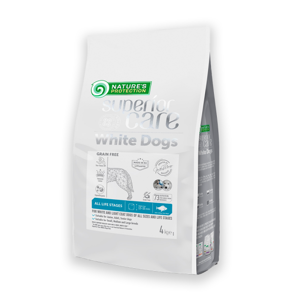 Nature's Protection Superior Care White Dogs Grain Free White Fish All Sizes&Life Stages Сухий беззерновий корм для собак усіх розмірів і стадій життя з білою рибою, 4, 10,17кг