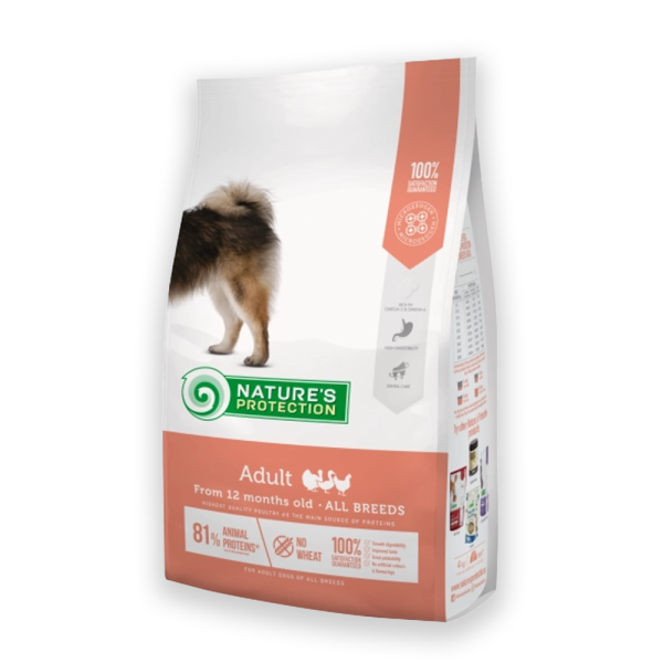 Nature's Protection Adult All Breeds Сухий корм для дорослих собак усіх порід з м'ясом птиці, 4, 12, 18кг
