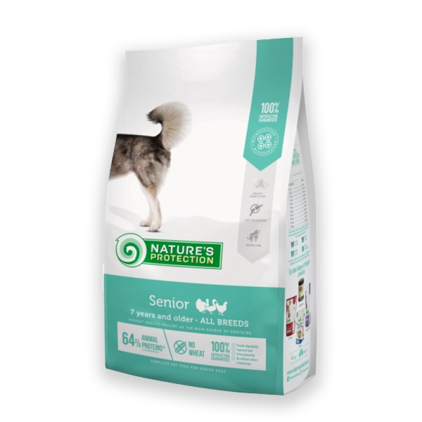 Nature's Protection Senior All Breed Сухий корм для літніх собак від 7 років усіх порід з м'ясом птиці, 4, 12,18кг