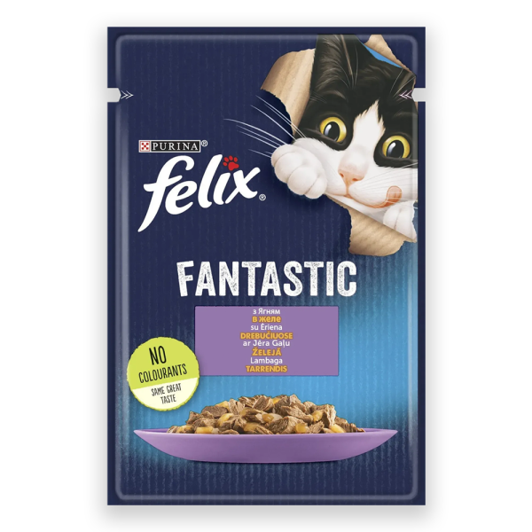 Вологий корм для котів Purina Felix Fantastic з ягням в желе, 85 г