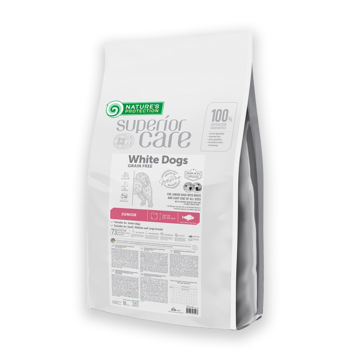 Nature's Protection Superior Care White Dogs Grain Free White Fish Junior All Sizes Сухий беззерновий корм для юніорів усіх розмірів з білою рибою, 4, 10, 17кг