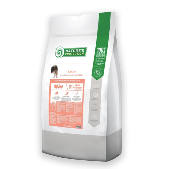 Nature's Protection Adult All Breeds Сухий корм для дорослих собак усіх порід з м'ясом птиці, 4, 12, 18кг