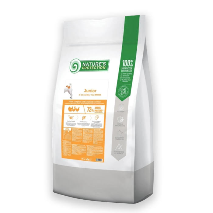 Nature's Protection Junior All Breeds Сухий корм для цуценят усіх порід з м'ясом птиці, 2, 7.5, 18кг