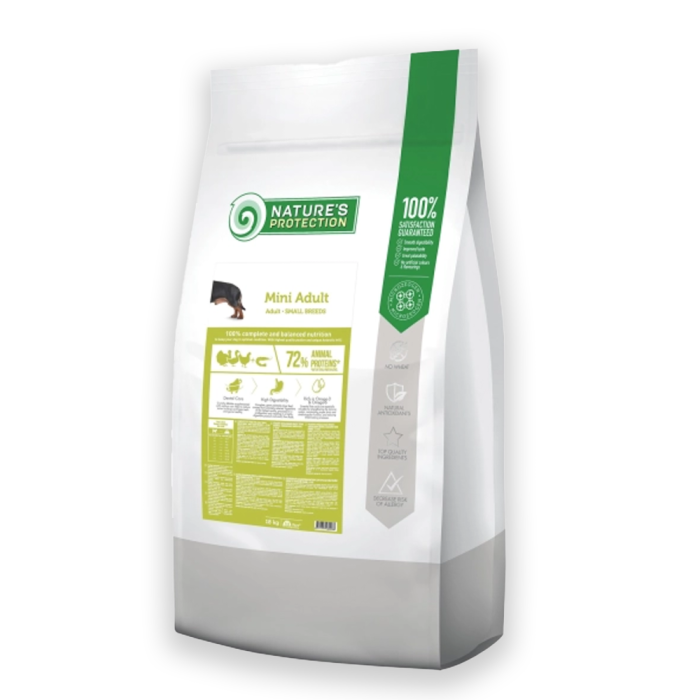 Nature's Protection Mini Adult Small Breeds Сухий корм для дорослих собак малих порід з м'ясом птиці, 0.5, 2, 7.5, 18кг