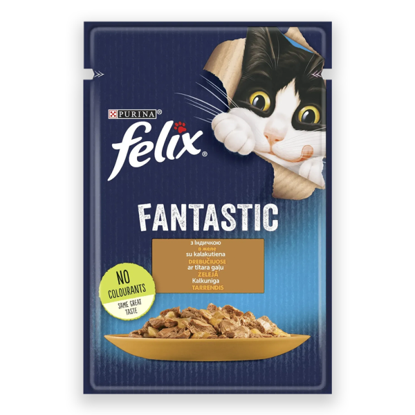 Вологий корм Felix Fantastiс для котів з індичкою в желе, 85 г