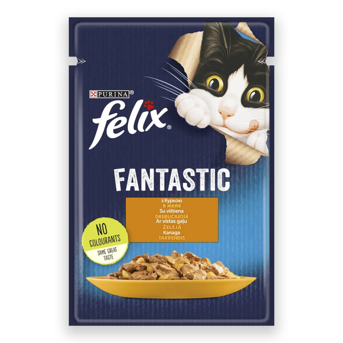 Вологий корм Purina Felix Fantastic для котів з куркою в желе, 85 г