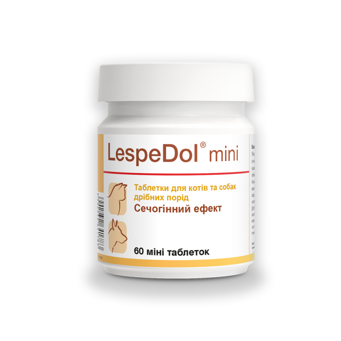 Dolfos LespeDol mini таблетки для собак та котів з проблемами сечостатевої системи та нирок 60 міні таблеток