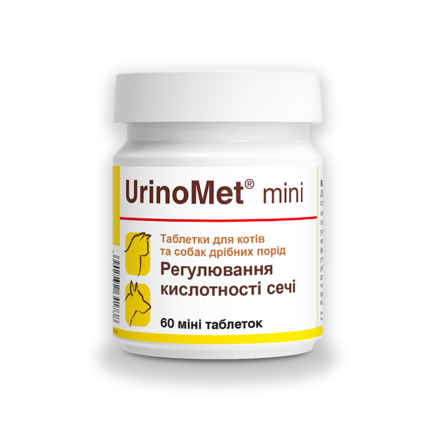Dolfos UrinoMet mini Таблетки для кішок і дрібних собак з проблемами сечостатевої системи, 60 міні таблеток