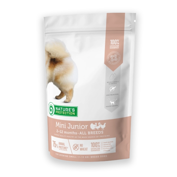 Nature's Protection Mini Junior Small Breeds Сухий корм для цуценят малих порід з м'ясом птиці, 0.5, 2, 7.5, 18кг