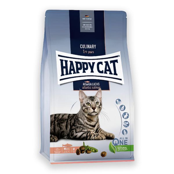 Сухий корм Happy Cat Culinary Adult Atlantik-Lachs для дорослих котів з лососем 0.3, 1.3, 4, 10кг