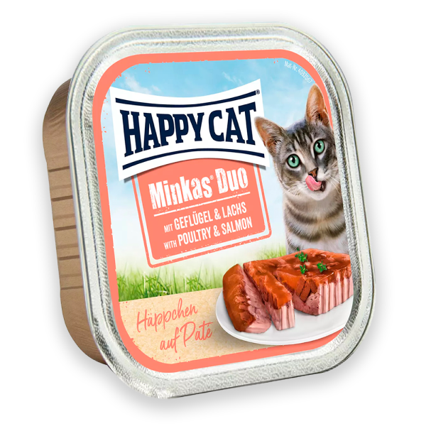 Happy Cat Minkas Duo Geflugel + Lachs вологий корм з птахом та лососем для котів, 100 гр