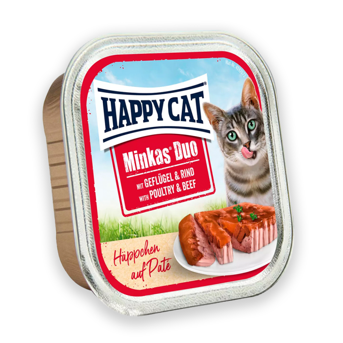 Happy Cat Minkas Duo Geflugel + Rind  вологий корм з птахом та яловичиною для котів, 100 гр