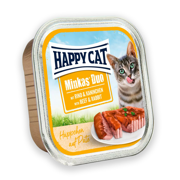 Happy Cat Minkas Duo Rind + Kaninchen Вологий корм з яловичиною та кроликом для котів, 100гр