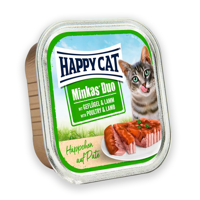Happy Cat Minkas Duo Geflugel + Lamm вологий корм з птахом та ягням для котів, 100 гр
